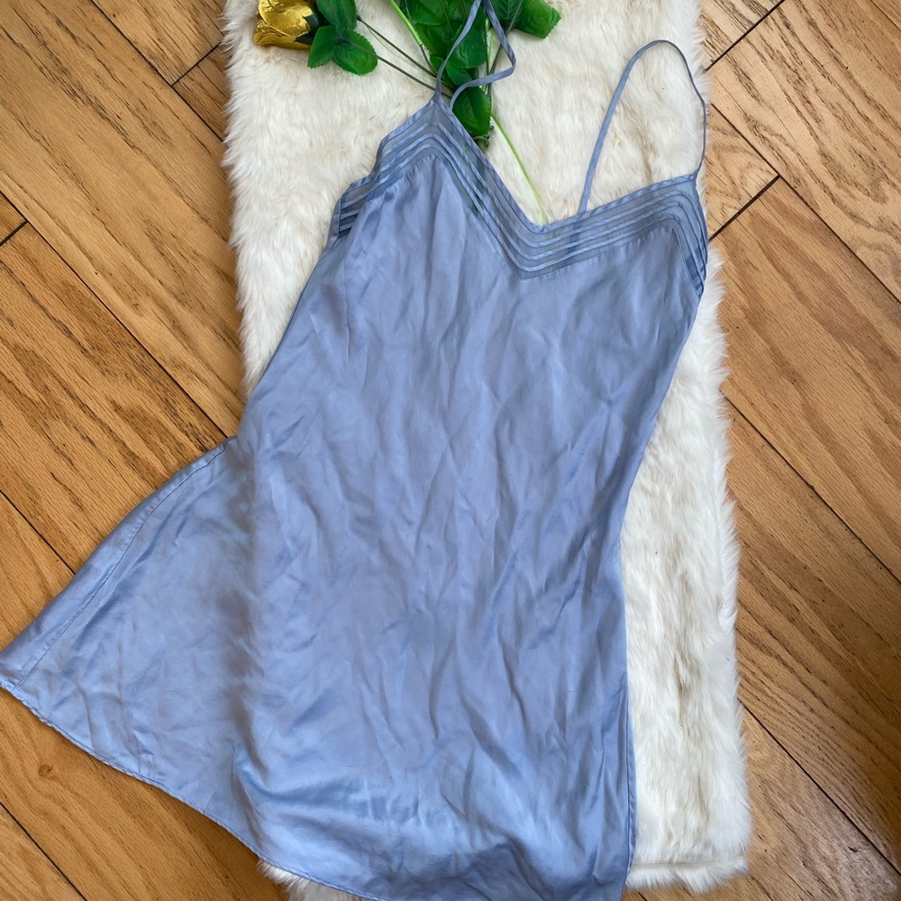Vintage 100% Silk Soft Blue Slip Dress